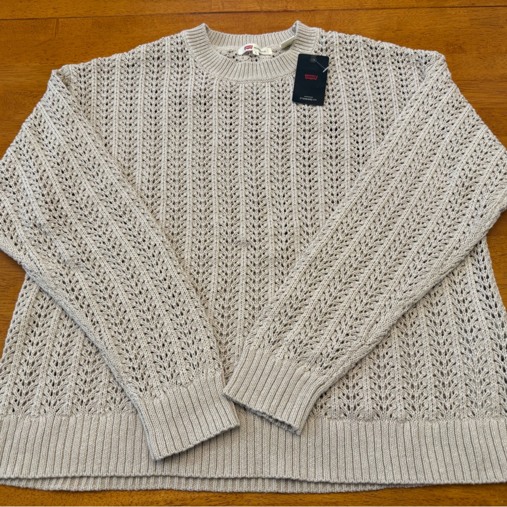 Levi's Cotton/Linen Crochet Crew Neck Sweater